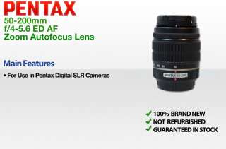 Pentax Zoom 50 200mm f/4 5.6 ED AF Autofocus Lens   NEW 027075147386 