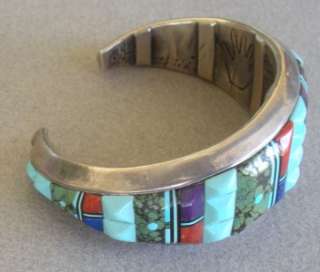 Zuni artist Lloyd Tsalabutie bracelet w/carved stones  