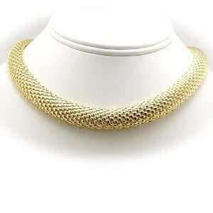  24KT Gold Plated Basket Weave Mesh Sterling Silver Chain 