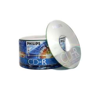 50 Pcs Philips 52X CD R Silver Branded CDR Blank Media  