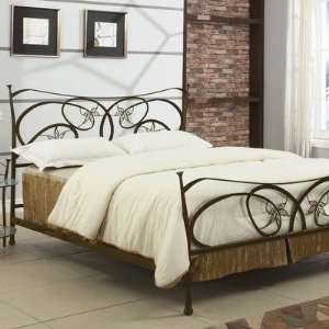 Chintaly 6350 BED KG HFBD / 6350 BED QN HFBD Metal Bed in Dark Brown 