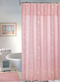 Daisy 3D & Embroidery Fabric Shower Curtain (Pink)  