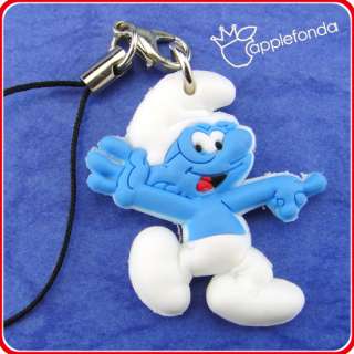 U170 Cute plastic mobile phone strap Blue smurf  