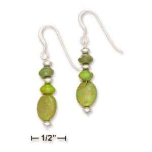  Flat Saucer Mohave Green Created Turquoise Bead Earrings 