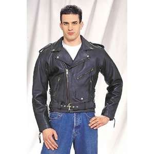 Mens Split Cowhide Leather Motorcycle Jacket W/Airvent, 1 Pc Back, Z/O 