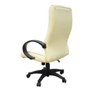 New Cream White PU Leather Office Chair High Back Computer Task Desk 