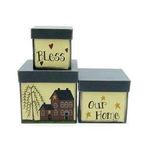   Home Decorations set 3pcs nesting boxes bless our home
