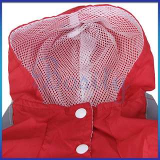 Red Pet Dog Rain Slicker Raincoat Rain Coat Clothes Apparel Nylon 