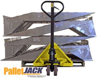 Pallet Jack lifting a skid of ramps