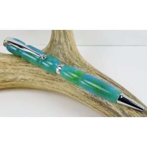   Ocean Mist Acrylic Slimline Pen With a Chrome Finish