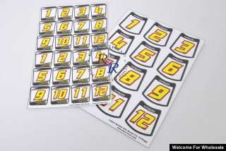 RC Car Body Yellow Number Self Adhesive Decal  