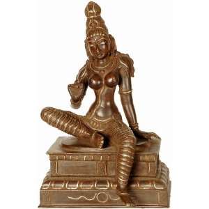  Seated Uma   Brass Sculpture with Copper and Silver Inlay 