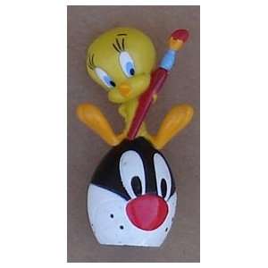  Tweety Sitting On Easter Egg Painted Like Sylvester`s Head 