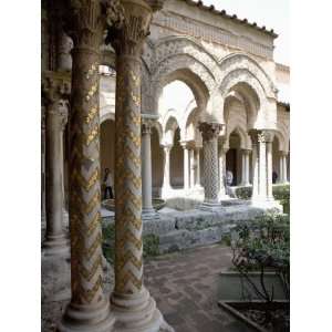 Cloisters, Benedictine Monastery, Monreale, Palermo, Sicily, Italy 