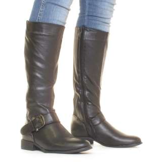   STRETCH WIDE CALF FIT FLAT LADIES KNEE RIDING BOOTS SIZE 3 8  