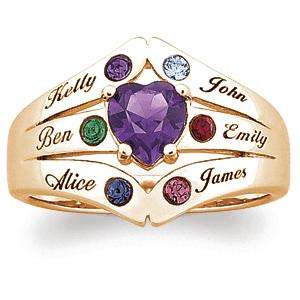   Gold Over Sterling Silver Mother Heart Birthstone Name Ring  