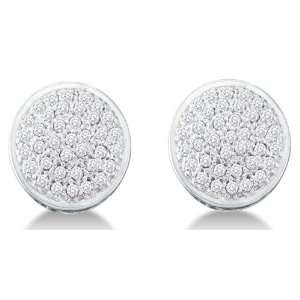 com 10k White Gold Micro Pave Set Round Diamond Circle Stud Earrings 