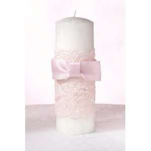  Pink Sequin Pillar Candle