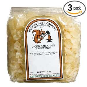 Bergin Nut Company Pineapple Diced, 16 Ounce Bags (Pack of 3)  