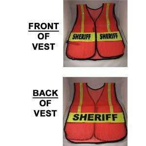  Sheriff Law Enforcement BRIGHT ORANGE REFLECTIVE Traffic Safety Vest 