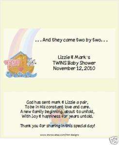 TWINS NOAHS ARK candy bar wrappers BABY SHOWER FAVOR  