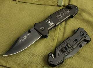   Black Super SURVIVAL Rescue Camp Hunting Small Folding Pocket Knife 88