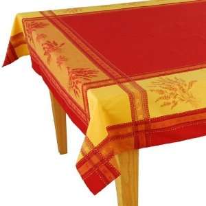   Red Jacquard Double Woven Cotton Tablecloth 63 x 78