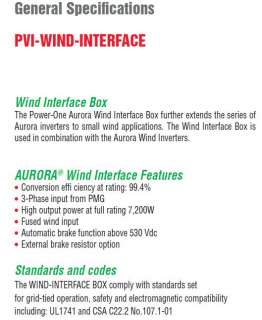 Power One Aurora Wind Interface Box PVI 7200 AC to DC  