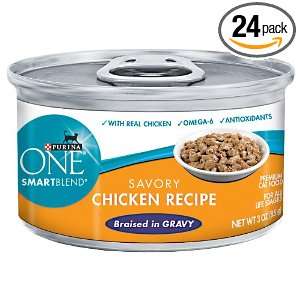 Purina ONE Cat Food Savory Chicken Recipe Braised in Gravy, 3 Ounce 