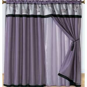  Purple Paisley Curtain Set w/ Valance/Sheer/Tassels