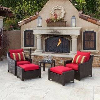RST Outdoor Cantina Club Chairs with Ottomans and Side Table Set Patio 