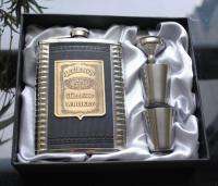 8oz Stainless Steel Hip Flask Metal Logo 2Cups 1Funnel in Gift Box 