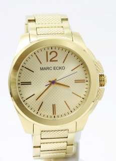 Marc Ecko The Hudson Mens 3 Hand Gold Bracelet Watch E12587G2 NEW 