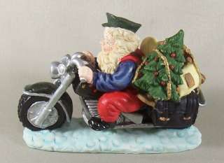 Biker Santa Claus On Motorcycle Sleigh Figurine Toys  