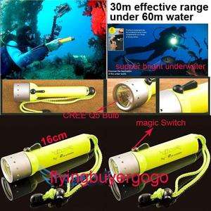 60m Underwater Diving CREE Q5 LED Flashlight Torch New  
