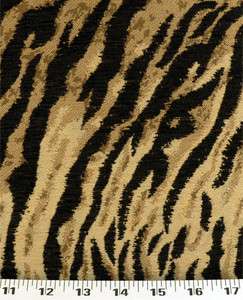 Drapery Upholstery Fabric Animal Print Chenille Tiger Print in Tan 