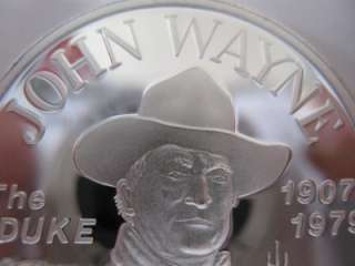   JOHN WAYNE THE (DUKE) 1907 1972 BARTER BULLION SILVER COIN .999 +GOLD