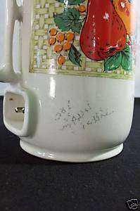 Vintage Ceramic Hot Pot w/Vegetables for Soup/Tea BG  