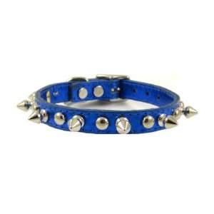   Blue Spiked and Studded Leather Dog Collar By Furry