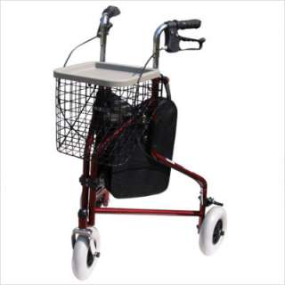 Invacare 3 Wheeled Rollator with Tote Bag, Basket and Food Tray 65510 