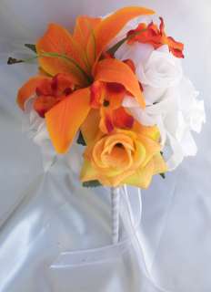 10pcs Bridal Bouquet Wedding Flowers Bride Decoration Package ORANGE 