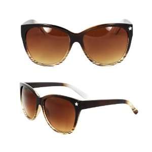   Sunglasses 4154BNAM Brown and White 2tone Frame Amber Gradient Lenses