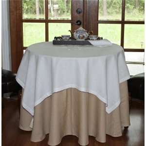  55 X 55 Linen Embroidered Tablecloth/white Color & White 