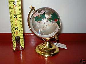 Solid Frosted Glass World Globe with Brass Stand   New  