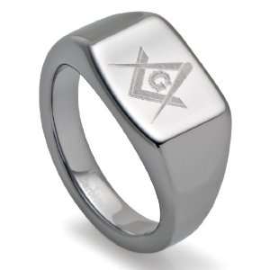  Mens Tungsten Carbide Ring Mason Freemason Masonic 2093 