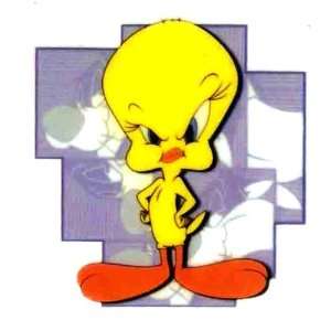 Tweety Bird angry face with Sylvester cat in background Iron On 