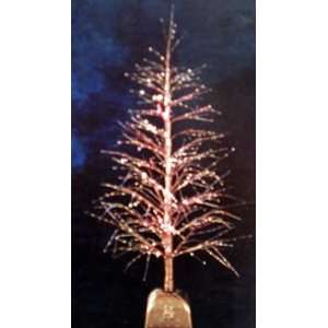   Fiber Optic Gold Twig Christmas Tree With Santa Base