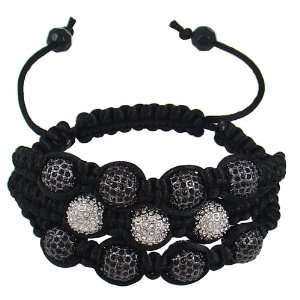   Black/silver Hip Hop Macrame Braided Triple Row Bracelet Jewelry