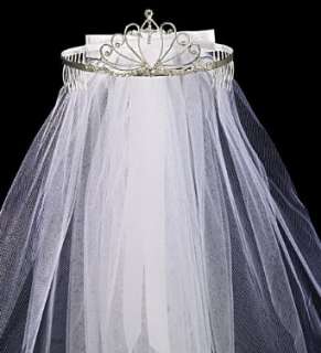  First Communion Tiara with Veil and Bow Clothing