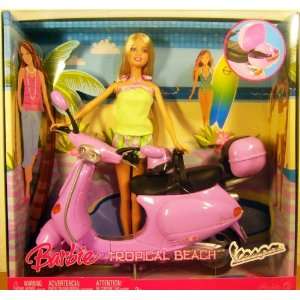    Barbie Surfs up Barbie Doll with Lilac Vespa Scooter Toys & Games